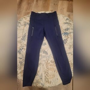 Athleta Navy Blue Leggings with Zip Pockets